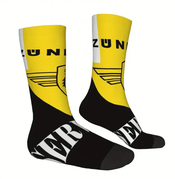 Zündapp Herren-Motorradsocken im Retro "Zündapp-Service" Designschild Gr. 38-46